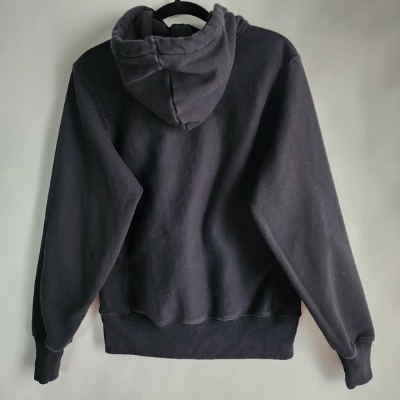 Champion Reverse Weave Embroidered Logo Mens Small Long Sleeve Black Hoodie - Picture 2 of 10